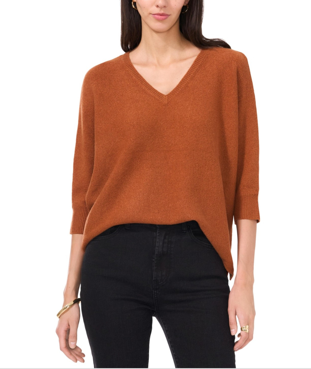 Vince Camuto Women V-Neck Dolman Sleeve Sweater Sierra Size S